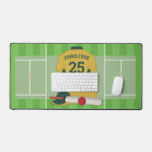 クリケット金ゴールド/グリーンクラブファン/プレーヤー デスクマット (キーボード&マウス)