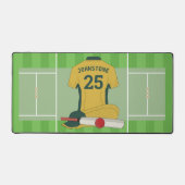 クリケット金ゴールド/グリーンクラブファン/プレーヤー デスクマット (正面)