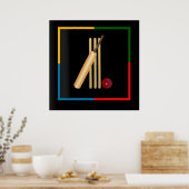 クリケット、くぐり、こうもり、ボール。 ポスター (キッチン)