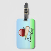 クリケット – こうもりとボールが草原に浮かぶ ラゲッジタグ (正面縦)