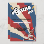 クリケット アメリカ国旗 ゲーム プレイヤー キッズ 誕生日 招待状 (正面/裏面)