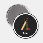 クリケット – ウィケット、こうもりとボール、テンプレート マグネット (正面/裏面)