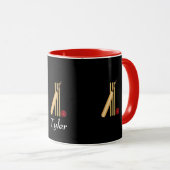 クリケット、ウィケット、こうもり、ボールテンプレート マグカップ (正面右)