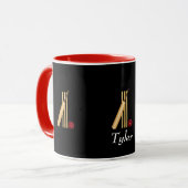 クリケット、ウィケット、こうもり、ボールテンプレート マグカップ (正面左)