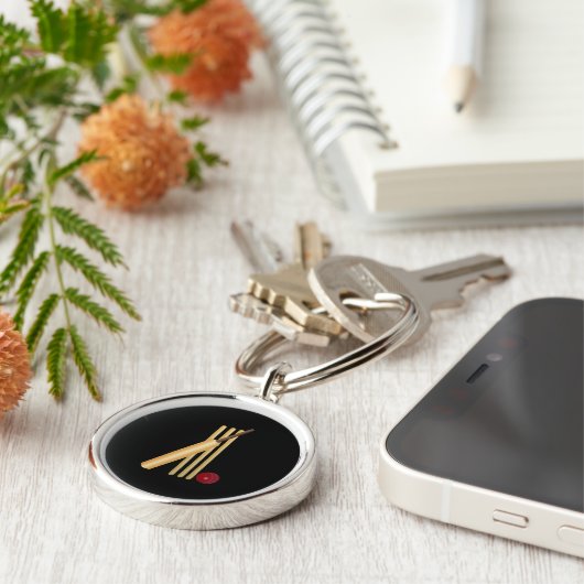 クリケット – ウィケット、こうもり、ボール キーホルダー (側面)