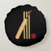 クリケット – ウィケット、こうもり、ボール ラウンドクッション (裏面)