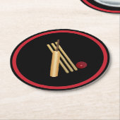 クリケット、ウィケット、こうもり、ボール ラウンドペーパーコースター (アングル)