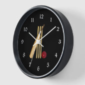 クリケット – ウィケット、こうもり、ボール 壁時計 (傾斜)