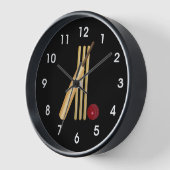 クリケット – ウィケット、こうもり、ボール 壁時計 (傾斜)