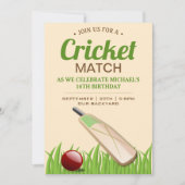 クリケット スポーツ 誕生日パーティー 招待状 (正面)
