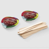 クリケット:レッド懸命ボールアートプリント ハンドファン (組立なし)