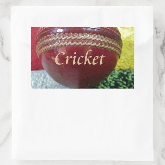 クリケット:レッド懸命ボールアートプリント 長方形シール (バッグ)