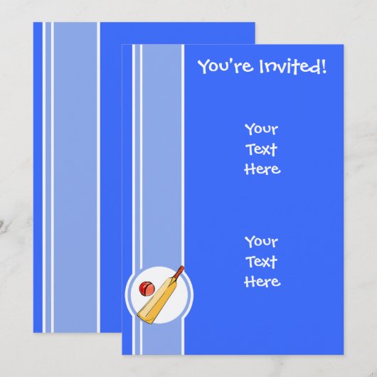 クリケット；青 招待状 (正面/裏面)