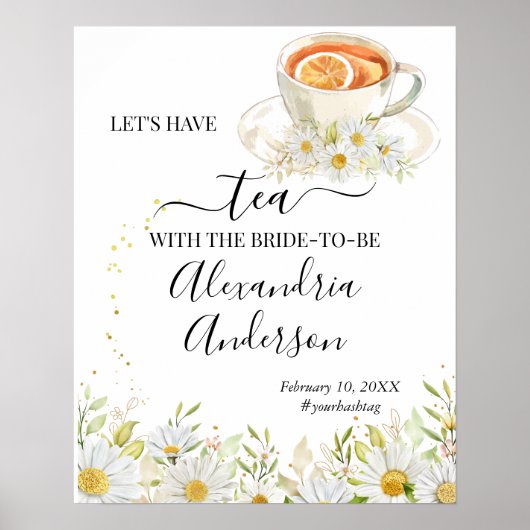 クリサンザグリーンリーティーブライダルシャワーウェルカムサイン ポスター (正面)