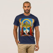 クリシュナの目と色の組み合数々のわせ Tシャツ (正面フル)