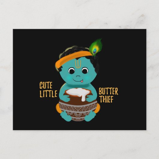 クリシュナカードベビークリシュナアートポストカードスピリチュアル ポストカード (正面)