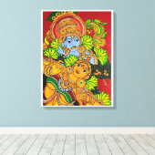 クリシュナラダ絵を描ムラル キャンバスプリント (インサイチュ (ウッドフロア))