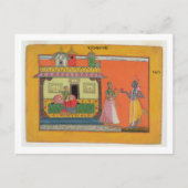 クリシュナ到着ラダの家に到着するイラストレーション ポストカード (正面)