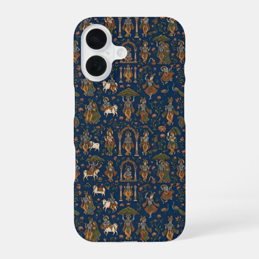 クリシュナ柄 iPhone 16ケース (裏面)