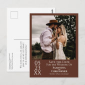 クリシンプルットブラウンウェディング日付の写真を保存 ポストカード (正面/裏面)