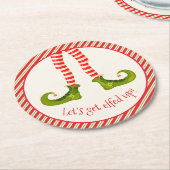 クリスおもしろいすてきマス小妖精や小人レッグホリデイ ラウンドペーパーコースター (アングル)