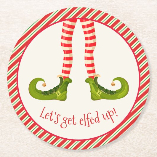 クリスおもしろいすてきマス小妖精や小人レッグホリデイ ラウンドペーパーコースター (正面)