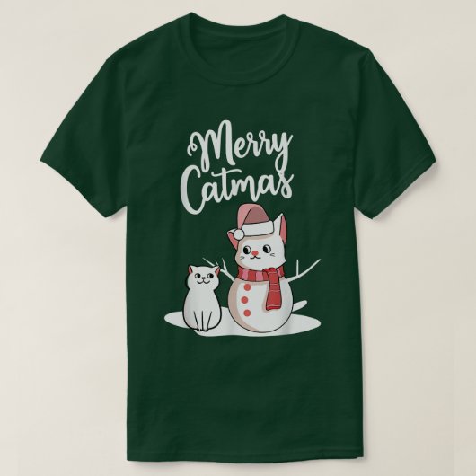 クリスおもしろいスメリーカマス猫スノーキャット雪だるまg tシャツ (デザイン正面)