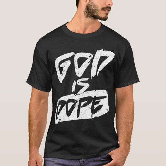 クリスおもしろいチャンデザイン神はドーピング Tシャツ (正面)