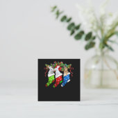 クリスおもしろいマスウサギの贈り物を受け取った3匹のウサギ スクエア名刺 (スタンド正面)