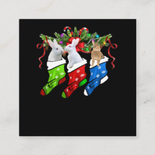 クリスおもしろいマスウサギの贈り物を受け取った3匹のウサギ スクエア名刺