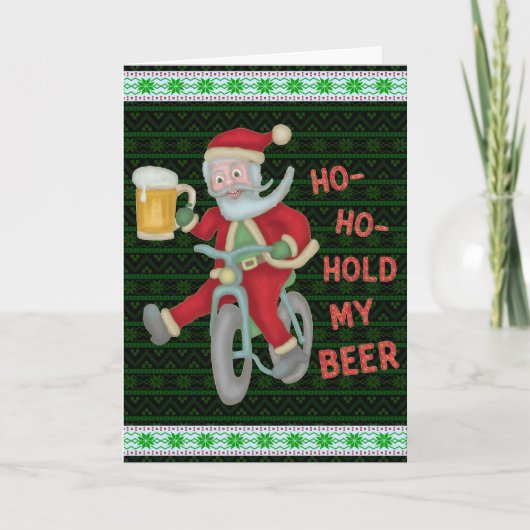 クリスおもしろいマスサンタクロースが私のビールのユーモアを持つ カード (正面)