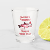 クリスおもしろいマスサーモン魚釣りプンサンタハット ショットグラス (正面)