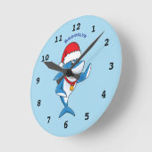 クリスおもしろいマスシャークアニメイラストレーション ラウンド壁時計 (傾斜)
