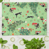 クリスおもしろいマスツリー猫 キッチンタオル (折り畳み)