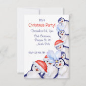 クリスおもしろいマスペンギンズウォーターカラー招待状 招待状 (正面)