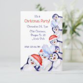 クリスおもしろいマスペンギンズウォーターカラー招待状 招待状 (スタンド正面)