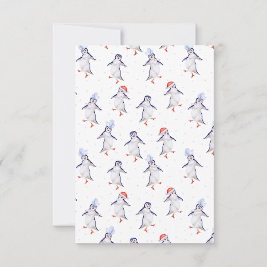 クリスおもしろいマスペンギンズウォーターカラー招待状 招待状 (裏面)