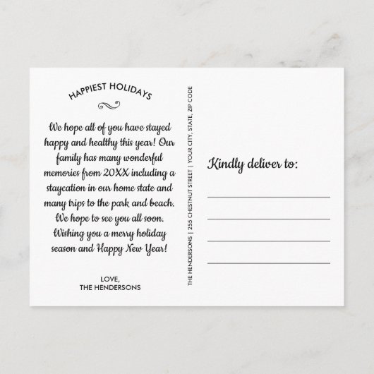 クリスおもしろいマスホリデーファミリーフォトカスタム文字 ポストカード (裏面)