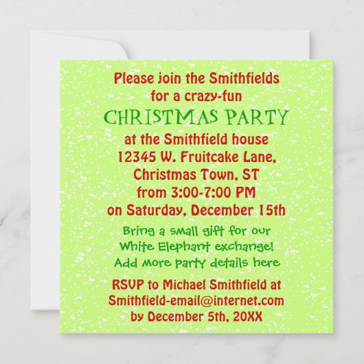 クリスおもしろいマス漫画の実り多いケーキ 招待状 (裏面)