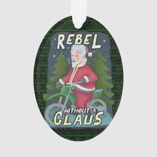 クリスおもしろいマス·サンタクロースのユーモア、バイクに反逆 オーナメント (裏面)