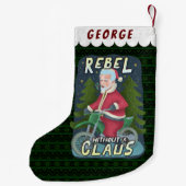クリスおもしろいマス·サンタクロースのユーモア、バイクに反逆 スモールクリスマスストッキング (裏面)