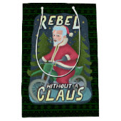 クリスおもしろいマス·サンタクロースのユーモア、バイクに反逆 ミディアムペーパーバッグ (正面)