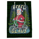 クリスおもしろいマス·サンタクロースのユーモア、バイクに反逆 ミディアムペーパーバッグ (裏面)