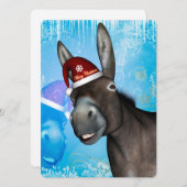 クリスおもしろいマス·ハットのクリスマス·ロバ 招待状 (正面/裏面)