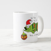 クリスおもしろいマス·バス·魚釣り·フィッシュかわいい漫画 ジャンボコーヒーマグカップ (正面右)