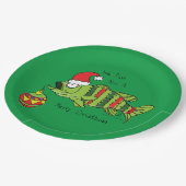 クリスおもしろいマス·バス·魚釣り·フィッシュかわいい漫画 ペーパープレート (アングル)