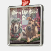 クリスおもしろいマス〔雄ジカの〕枝角とヘッドウェアの写真集 メタルオーナメント (左)