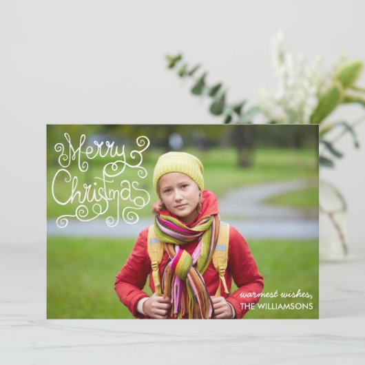 クリスお洒落マスの書道があなたの写真を渦巻く シーズンカード (スタンド正面)