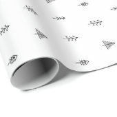 クリスお洒落マスツリーパターン-白黒 ラッピングペーパー (ロールコーナー)