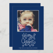 クリスお洒落マスブルーの書道の渦の写真 シーズンカード (正面/裏面)